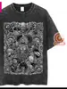 Tamanho Europeu Transfronteiriço Camiseta Masculina de Manga Curta Lavada Vintage Desenho Animado Anime Estilo Dark High Street Europeu e Americano Camiseta Curta Masculina