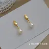 Tiqi lujo ligero nicho S925 plata de ley perla natural pendientes de botón para mujer pendientes colgantes retro franceses de alta calidad pendientes