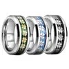 Amazon Supply Anillo Personalizado de Acero de Tungsteno para Hombre Mariposa Plateada Anillo con Fondo Azul Accesorios Joyería de Tungsteno Epoxi