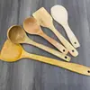 Pala de arroz de bambú con hoja de montaña, cuchara para sopa, pala para cocinar, espátula para cocinar, espátula de madera antiadherente, madera de alta calidad, espátula plana, olla de entrega, fábrica