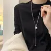 Lujo Ligero Diseño de Nicho Collar Largo de Perlas Dravable Estilo Fresco para Mujer Simple Elegante Versátil Cadena de Lana
