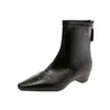 Botines Puntiagudos Nuevos Otoño e Invierno 2026 Elegantes Versátiles Botas Adelgazantes de Otoño Tacón Grueso Cremallera Trasera Botines Cortos Botines Individuales