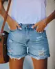 Pantalones Rectos Rasgados de Verano Transfronterizos Europeos y Americanos 2024 Mujer Shorts de Mezclilla Mujer