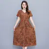 Nuevo Vestido de Verano 2025 Tallas Grandes de Algodón y Seda para Mujer, de Alta Gama, Holgado, Casual, Adelgazante, Floral, Largo