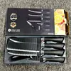 Venta Caliente Transfronteriza 238A Juego de Seis Cuchillos Patrón Ola Negra Patrón de Corbata Cuchillos Antiadherentes Cuchillos para Cortar Carne Juego de Cuchillos de Cocina