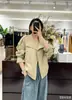 Abrigo Impermeable Khaki Versátil Simple de Doble Botonadura con Cuello Alto, Holgado y Elegante, Estilo para Ir al Trabajo Otoño/Invierno 2026 para Mujer