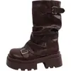 Populares Botas Martin de Suela Gruesa Versátiles para Adelgazar y Aumentar la Altura para Mujer, Novedad Otoño 2026 Botas Casuales Cómodas fruncidas a media pantorrilla