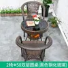 Mesa e cadeiras de lazer para varanda externa, conjunto de três peças de cadeira de vime para pátio, cadeira de vime para terraço externo, combinação de mesa de centro pequena
