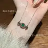 Atacado do Fabricante Xiaohongshu Jade Verde Natural Doce Corrente para Clavícula Colar Pingente com Inlay de Prata S925, Estilo Fresco e Simples