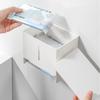 Caja de pañuelos portátil japonesa para el hogar, caja de pañuelos húmedos montada en la pared, caja de almacenamiento de bolsas de basura para toallas faciales multifuncionales sin perforaciones
