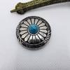 Accesorios de equipaje al por mayor de fábrica, hebilla de tela de 30 mm, accesorios de billetera hechos a mano, hebilla de tela de crisantemo turquesa de aleación
