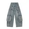 Pantalones de Pierna Ancha Sueltos con Diseño de Caída Verano 2025 Jeans Scimitar Desconstruidos Rasgados Retro Americano para Mujer