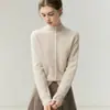 Colección 2026: Cárdigan suéter de cachemira para mujer marca Baicai Rong, versátil tejido de cachemira de color liso con encaje y múltiples botones