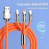 Cabo de Carregamento Rápido 120W Liga de Zinco Espessado Cabo de Dados de Carregamento Rápido Cabo de Carregamento Um para Três Celular Três em Um USB