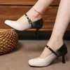Zapatos de Tacón Alto con Degradado Nuevos 2026 para Mujer, Zapatos Mary Jane de Boca Baja, Zapatos de Trabajo Estilo Francés con Hebilla de Una Correa y Tacón Grueso de Charol para Mujer