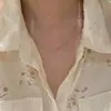 Collar de Plata de Ley S925 Pequeño Cuadrado Estilo Ins Dorado y Plateado para Mujer, Diseño Sencillo de Nicho, Moderno y Versátil