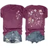 Comercio Exterior Comercio Electrónico Transfronterizo Estación Independiente Amazon Amazon Día del Maestro Nuevo Estampado de Flores Algodón de Colores Camiseta para Mujer