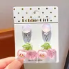 Pinzas de Oreja de Corazón de Colores con Lazo y Durazno Brillante 3D para Niñas, No Requieren Perforación, Accesorios para Orejas sin Dolor