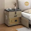 Nueva mesita de noche inteligente antirrobo para dormitorio, no requiere instalación, mueble de noche de madera maciza para uso doméstico, gabinete de almacenamiento multifuncional, seguro