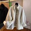 Trench coat estilo coreano com gola alta para mulheres, novo modelo primavera e outono 2026, forro xadrez casual solto, casaco de comprimento médio super popular