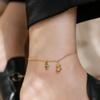 Tornozeleira Simples Estilo Chinês Cabacinha Marca da Sorte Feminina Verão Versátil Titânio Dourado 18k Tornozeleira Elegante