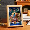 Thangka do Buda da Medicina Pintado à Mão com Tara Dourada e Verde, Núcleo de Thangka Meio Pintado à Mão das Oito Divindades Guardiãs, Ornamento de Moldura de Thangka