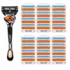 Navaja manual nueva para hombre de cinco capas, hoja de acero inoxidable multicapa naranja, cabezal de cuchilla universal, recortador de barba