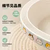 Rascador para gatos de cartón corrugado kraft blanco, no desprende pelusa, área integrada para jugar y dormir, forma ovalada profundizada, tabla para afilar las uñas de gato
