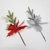 Decoraciones Navideñas de 25cm Flor Navideña con Brillo Decoración para Fiesta Flor Navideña Artificial Accesorios para Recortes Caseros Flor Falsa