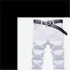 El mismo estilo de jeans blancos puros para hombre, elásticos, versión coreana, corte slim, corte recto, business casual, adecuados para hombres jóvenes y de mediana edad
