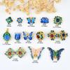 Ouro 18k gota óleo borboleta lótus conta solta acessórios esmalte azul contas pulseira trançada colar conta atacado