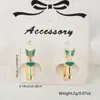 Pendientes de Moda Geométricos con Baño de Cobre y Esmalte Goteado para Mujer, Hebilla de Oreja con Patrón de Flecha de Cupido, Hebilla de Oreja de Moda