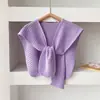 Moda Estilo Coreano Primavera y Otoño Chal de Color Sólido para Mujer con Cuello Falso Nudo, Bufanda Multifuncional de Moda Protectora Solar con Diseño Hueco