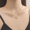 Collar Transfronterizo Europeo y Americano para Mujer, Estilo Trendy de Chica Cool, Cadena de Clavícula de Doble Capa, Acero de Titanio Chapado en Oro de 18K, Cadena Minimalista para Suéter