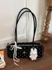 Bolso de axila de moda estilo coreano transfronterizo para mujer, nuevo bolso baguette de lunares con lazo, bolso de hombro y bolso de mano moderno y elegante