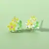 Nuevos Exquisitos, Compactos y Lindos Pendientes de Resina con Forma de Flor Estéreo para Primavera y Verano, Pendientes de Flor de Cinco Pétalos Coloridos y Dulces para Mujeres