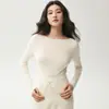 Suéter de Cashmere Feminino Bai Cai Rong Outono/Inverno 2026, Suéter de Tricô de Um Ombro, Quente, de Alta Qualidade e Versátil