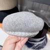 Gao Ding Chanel estilo pérola cadeia boina das mulheres outono e inverno pintor chapéu de lã pura aeromoça chapéu boina quente chapéu