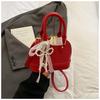 Bolso Satchel de Nicho con Lazo para Mujer 2025 Nueva Moda de Primavera y Verano Bolso Concha Texturizado Bolso Cruzado Versátil