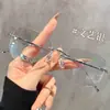 Armação de Titânio Ultraleve, Óculos Sem Aro com Fio de Ouro Puro para Mulheres Miopes, Podem Ser Personalizados com Lentes de Grau, Armações de Óculos de Designer de Alta Inteligência