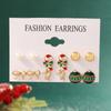 Pendientes navideños de aleación transfronteriza con copos de nieve, árbol de Navidad y alce, pendientes para mujer, joyería europea y americana.
