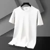 Camiseta de manga curta de secagem rápida de seda gelada fina de verão, cor sólida, estilo coreano masculino, tamanho grande, casual, esportes ao ar livre, top de meia manga