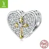 Yinziyun plata pura s925 cuentas con forma de corazón y cruz suministro transfronterizo clásico en forma de corazón para pulsera DIY cuentas sueltas