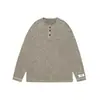 Rumeng 2026 Nueva Camiseta Gris de Manga Larga con Cuello Henley Sudadera para Hombre Primavera Talla Grande Suelta Delgada Camiseta Moderna