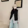 Colete Feminino de Algodão 2026 Outono/Inverno Novo Estilo Coreano Gola Alta Curto de Algodão com Bolsos e Zíper, Leve e Ajuste Slim
