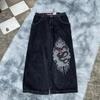 Jeans Y2K Streetwear para Hombre Harajuku Hip Hop Gráficos Retro Sueltos Jeans Nuevos de Cintura Alta Pantalones Anchos