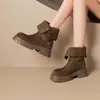 Botas Western Curtas Femininas com Solas Grossas para Aumento de Altura, Novas Botas Estilo Martin Super Populares Outono e Inverno 2026, Botas de Cano Curto com Uso Duplo