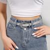 Cinturón con Hebilla Tallada para Mujer Estilo Ins Cinturón Delgado Decoración Moda Europea y Americana Jeans Personalizados con Lentejuelas Diseño Versátil