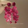 Traje Xiuhe de Noiva Festivo com Brincos Vermelhos com a Palavra "Feliz" Novo Estilo 2025 Brincos Versáteis Doces Florais de Nicho