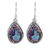 Brincos criativos novos em formato de gota, retrô, de sete cores, elegantes, de topázio, com zircônias da Amazônia, para mulheres